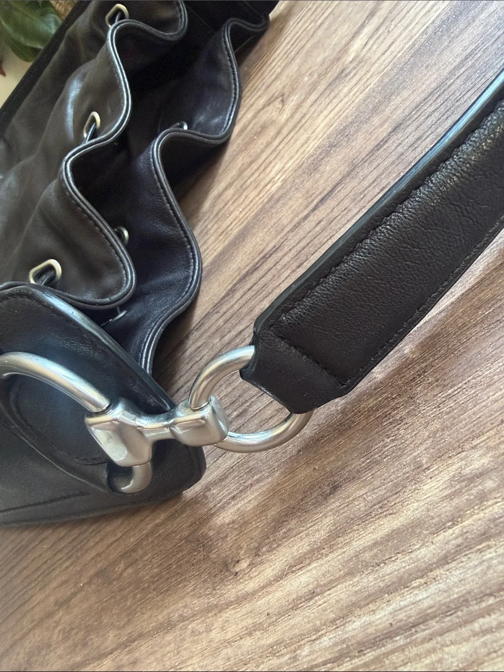 Frye Ilana Hobo Black Leather Drawstring Shoulder Bag Purse